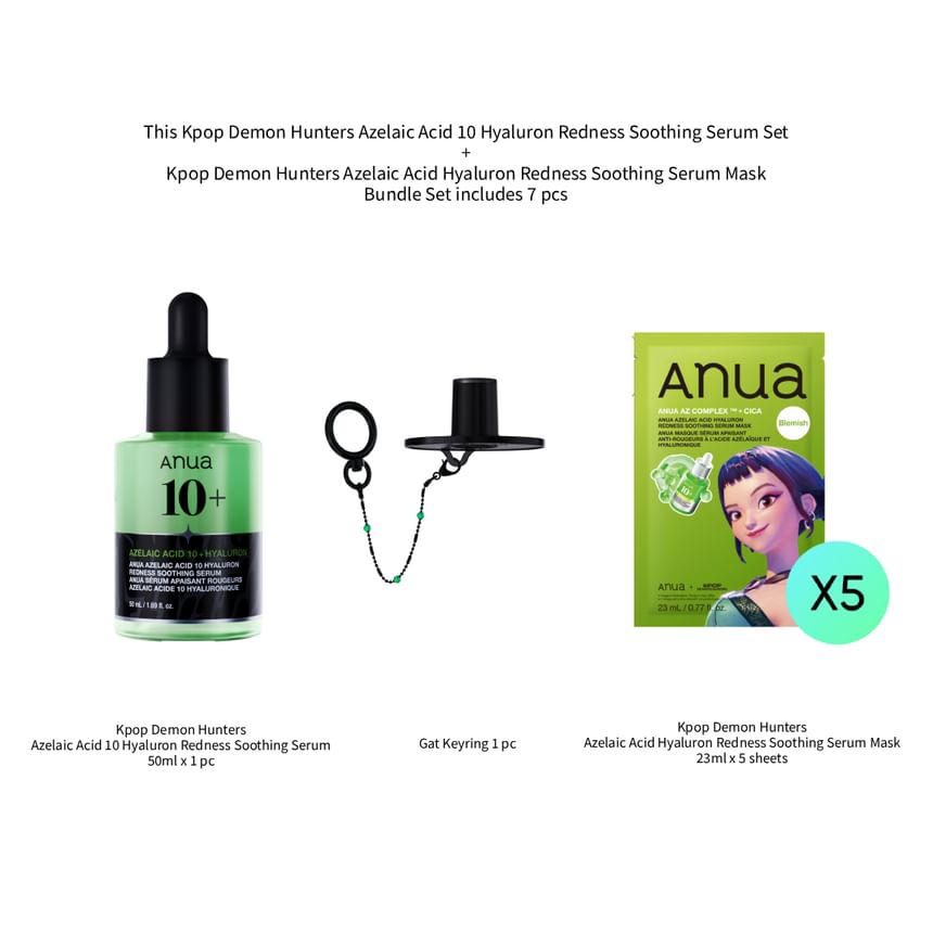 Bundle: Azelaic Acid 10 Hyaluron Redness Soothing Serum Set Kpop Demon Hunters Collaboration + Azelaic Acid Hyaluron Redness Soothing Serum Mask Kpop Demon Hunters Collaboration