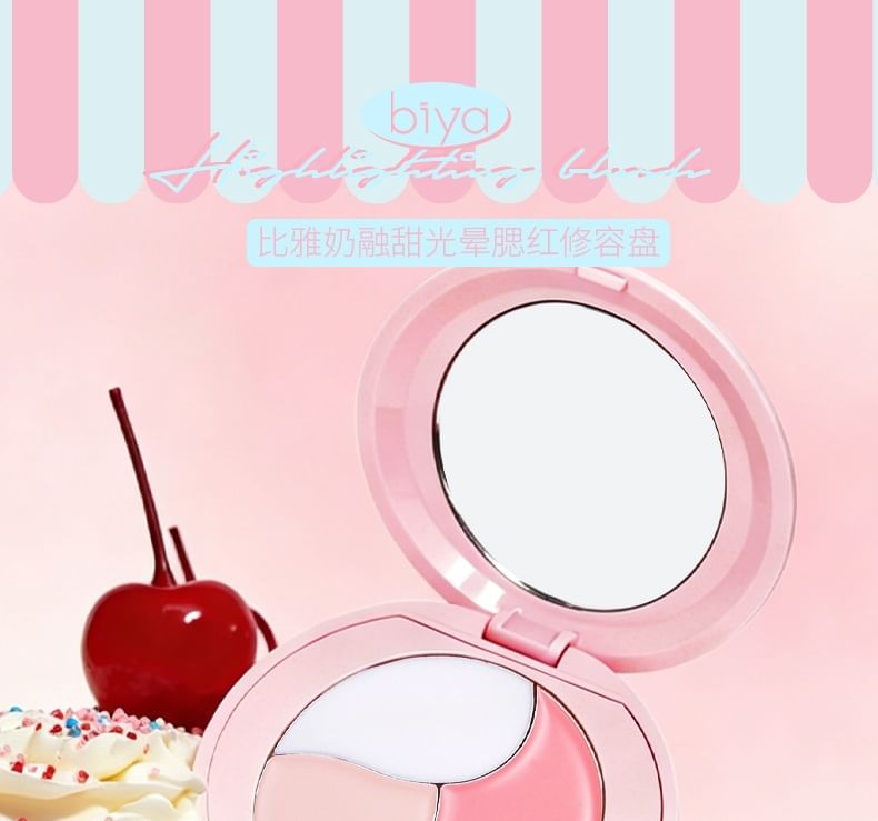 Creamy Sweet Light Blush & Contour Palette - 3 Colors 5pcs Bundle Set