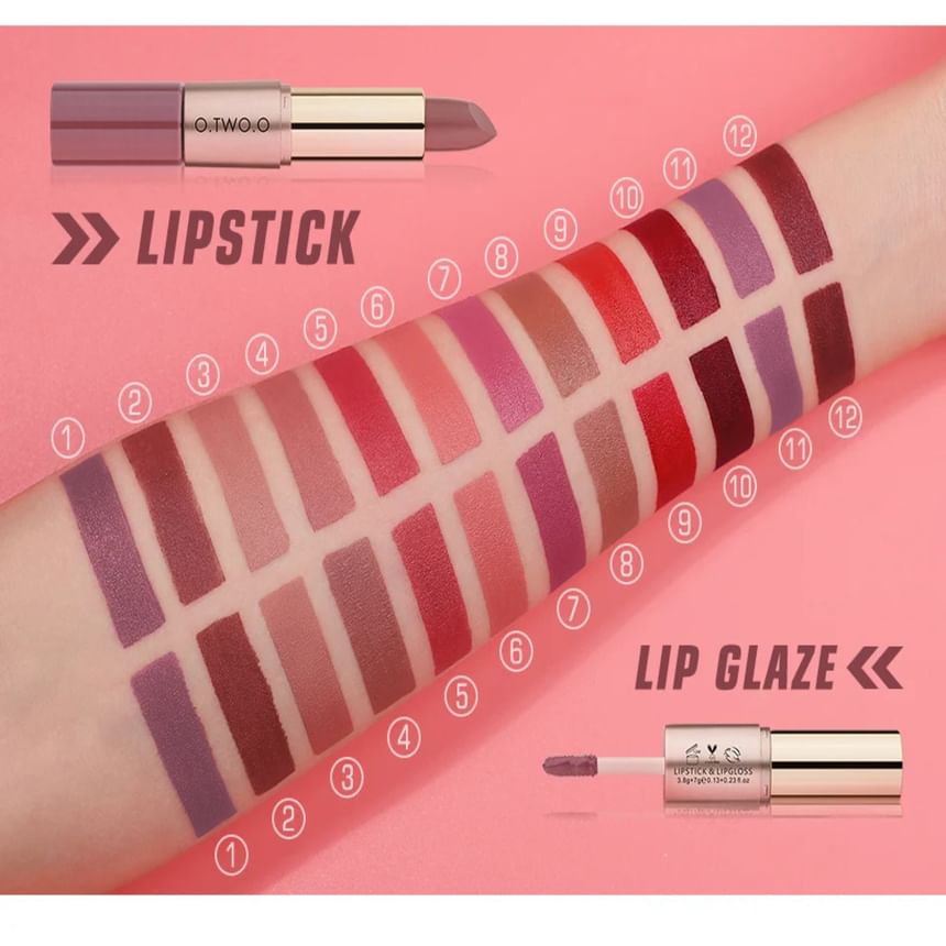 2 in 1 Matte Lipstick & Liquid Lipstick - 12 Colors 5pcs Bundle Set
