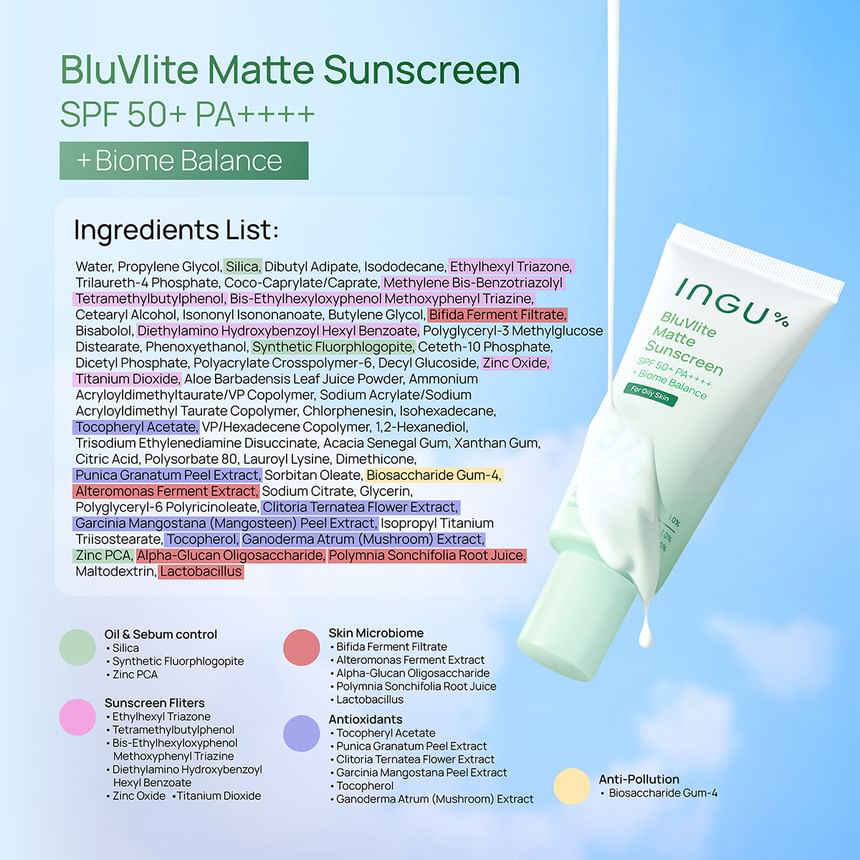 BluVlite Matte Sunscreen SPF50 PA++++ + Biome Balance Jumbo 2pcs Bundle Set